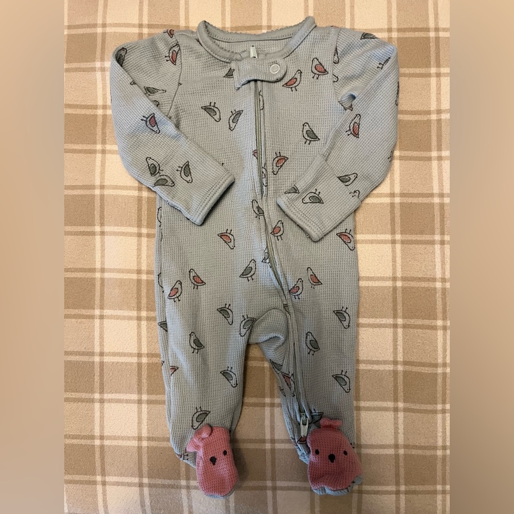 Carter's Gray Bird Print Footie